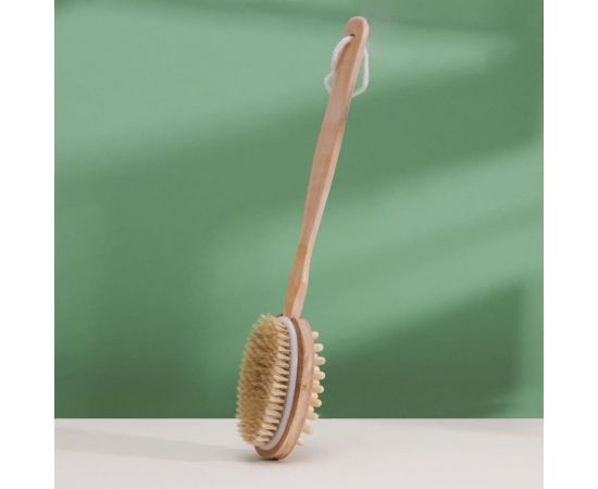 Щетка банная на ручке Доляна натуральная щетина, массажер 586036 – изображение 3