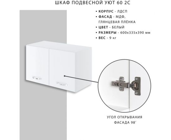 Подвесной шкаф ИТАНА Nrava Aqua Уют 60 600х335х390 2С 38581 – изображение 4