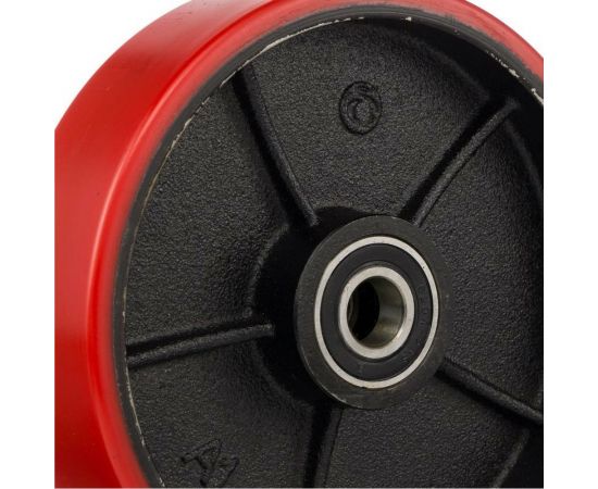 Колесо под гидроузел (200 мм; 400 кг; полиуретан/чугун; под ось 20 мм) Стелла-Техник 200P – изображение 4