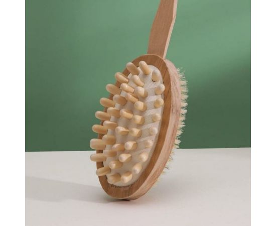 Щетка банная на ручке Доляна натуральная щетина, массажер 586036 – изображение 5