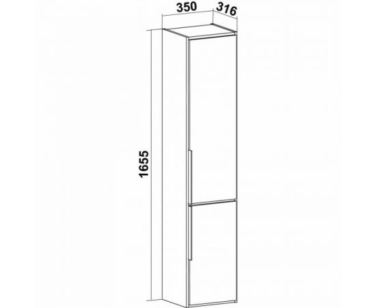 Шкаф-пенал для ванной Runo Мальта 35 дуб/черный, правый, подвесной 00-00001095 – изображение 5