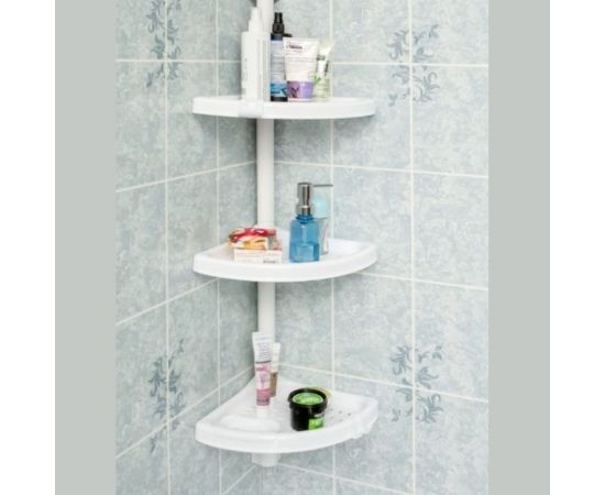 Угловая полка PRIMANOVA белая, трехярусная, с настенным креплением, полки 24.5x24.5 см, высота 90 M-N08-01 – изображение 5