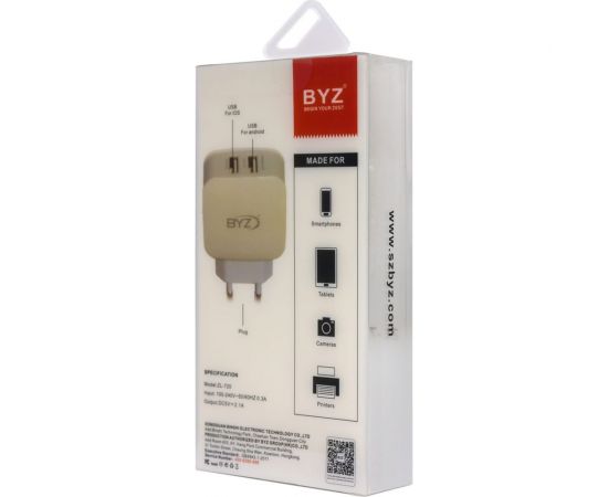 Сетевое зарядное устройство BYZ 2хUSB-А, 2.1А, с разделением на ОС Android и iOS белый, 23750-ZL-720EUW – изображение 5