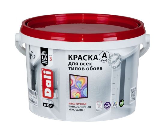 Акриловая краска DALI ДЛЯ ОБОЕВ База А 2,5 Л 1 высокотиксотропная 15710 