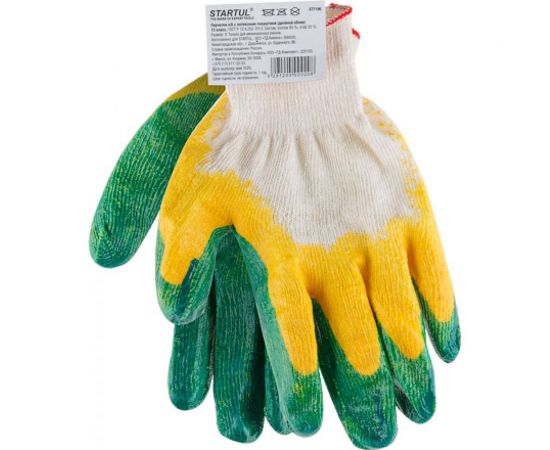 Хлопчатобумажные перчатки с латексным покрытием STARTUL размер 9 ST7196 