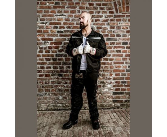 Комбинированные перчатки Nitras белые, кожа КРС В класса, парусина подкладка, крага, р.11 1403B-113 – изображение 4