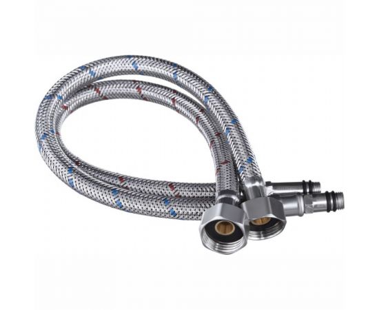 Смеситель для кухни Славен с гибким изливом, двуручный СЛ-ДВ-О25 – изображение 4