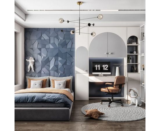 Стеновые 3д панели Artpole ROCK (гипсовые; белые; 600x600 мм; 1 шт; 0.36 кв. м) M-0063 – изображение 5