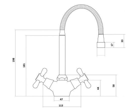 Смеситель для кухни Славен с гибким изливом, двуручный СЛ-ДВ-О25 – изображение 5