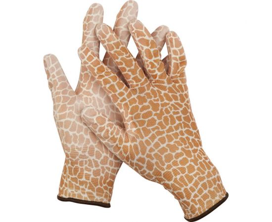 Садовые перчатки Grinda, прозрачное PU покрытие, 13 класс вязки, коричневые, размер S 11292-S 