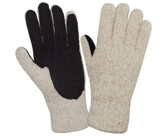 Шерстяные утепленные перчатки АЙСЕР Тинсулейт со спилковыми накладками пер701 