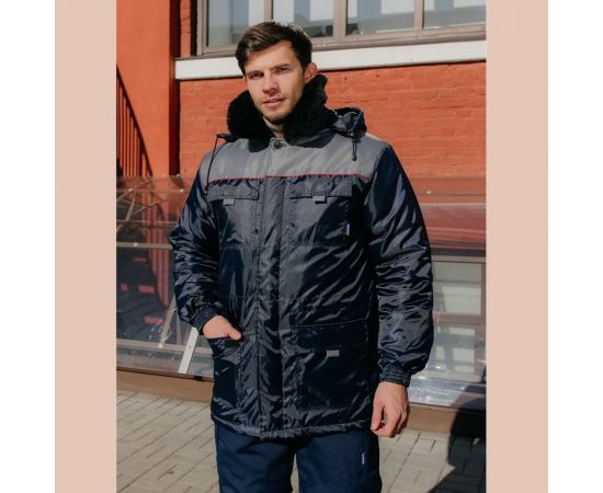 Утепленная куртка ООО ГУП Бисер Инженер Grey, Оксфорд, темно-синий/серый/красный, р-р 56-58 рост 182-188 4670132028188 