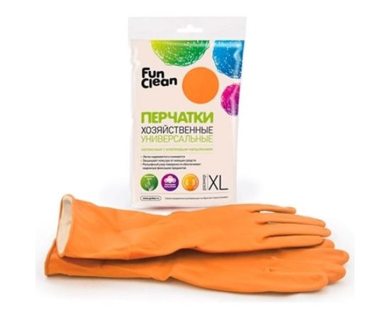 Хозяйственные универсальные перчатки Fun Clean оранжевые, р. XL 6487 