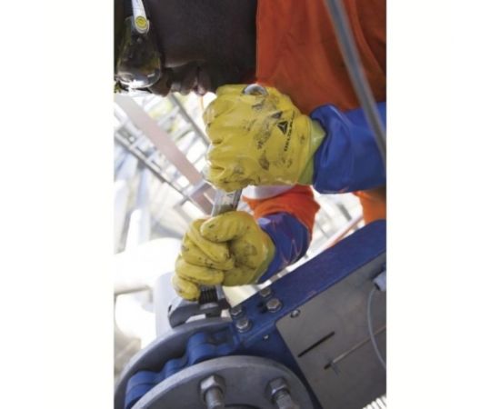 Трикотажные удлиненные перчатки с двойным нитриловым покрытием Delta Plus цвет желтый, р.10 VV911JA10 – изображение 2