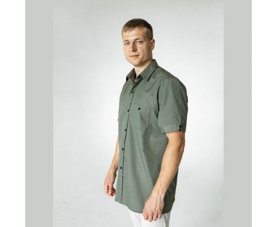 Мужская рубашка с коротким рукавом Текстиль М Меркури, хаки SH_KHAKIM/43 – изображение 2