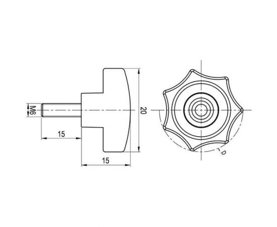 Звездообразная ручка EMES с наружной резьбой BKC200615 – изображение 3