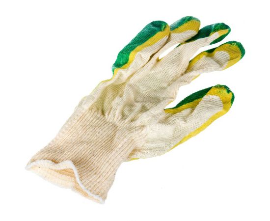 Хлопковые перчатки с двойным латексным покрытием ладони Airline зеленые, 5 пар AWG-C-09 – изображение 3