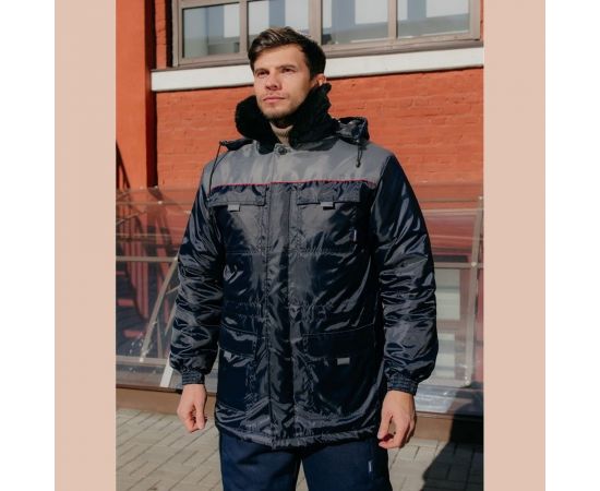 Утепленная куртка ООО ГУП Бисер Инженер Grey, Оксфорд, темно-синий/серый/красный, р-р 52-54 рост 182-188 4670132028157 – изображение 6