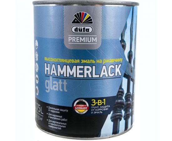 Эмаль на ржавчину Dufa Premium HAMMERLACK гладкая, RAL 9010 белый 750 мл Н0000004451 