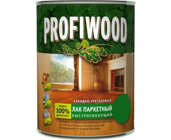 Алкидно-уретановый паркетный лак PROFIWOOD (быстросохнущий; полуматовый; 0.8 л; 0.7 кг) 6315 
