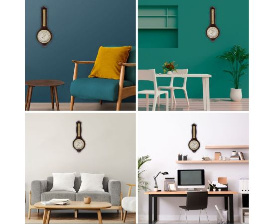 Настенный бесшумный барометр-термометр Apeyron темное дерево гевеи, 33.5x13.6см, с плавным ходом WD2207-983-9 – изображение 8