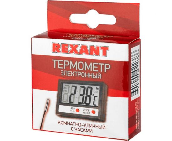 Электронный комнатно-уличный термометр с часами и выносным датчиком REXANT 70-0505 – изображение 8
