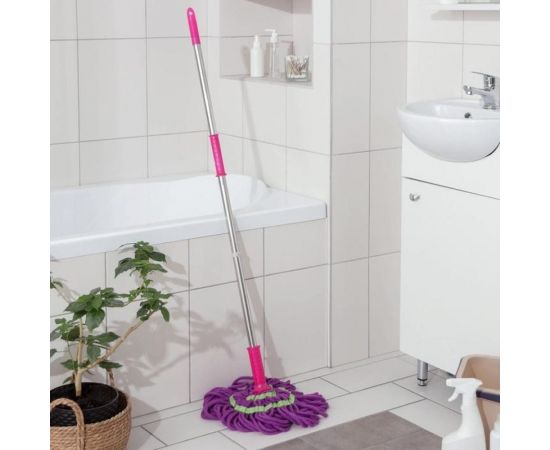 Швабра с отжимом Доляна Плетенка насадка из микрофибры, стальной черенок 120 см, цвет микс 839342 