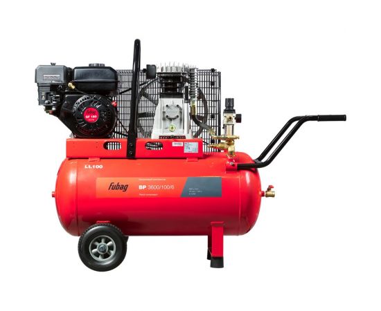 Компрессор FUBAG bp 3600/100/6 360 л/мин 100л 10бар 4.4 квт бензин 641277 – изображение 2