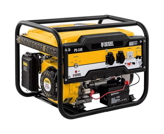 Бензиновый генератор Denzel PS-33E, 3,3 кВт, 230В, 15 л, электростартер 94537 – изображение 2