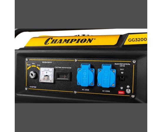 Генератор Champion GG3200EW (3,2/3,5кВт OHV 7,5лс 15л 48кг эл.старт колеса) – изображение 3