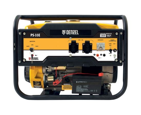 Бензиновый генератор Denzel PS-33E, 3,3 кВт, 230В, 15 л, электростартер 94537 – изображение 3