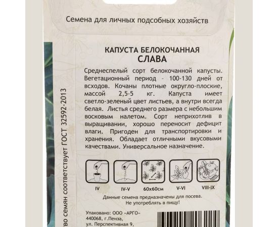Семена САДОВИТА Капуста Слава белокочанная 0.5 г 00140086 – изображение 4