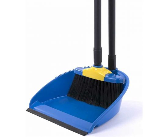 Совок со щеткой для уборки LAIMA ""ЛЕНИВКА XL"" 24x22 см (зубчики для чистки щетины), щетка 16x8 см 608212 – изображение 5