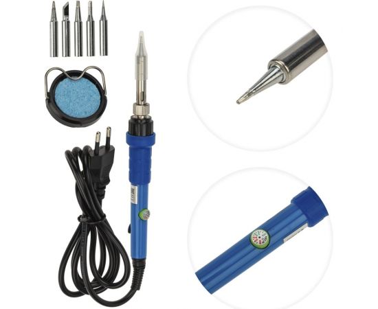 Паяльник REXANT с регулировкой температуры, подставка, 5 жал, керамический 65 вт, 220-480c 12-0614 