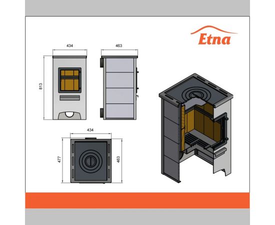 Камин ETNA (ДТ-4С) с плитой и т/о, диаметр 115мм О-1200164 – изображение 2