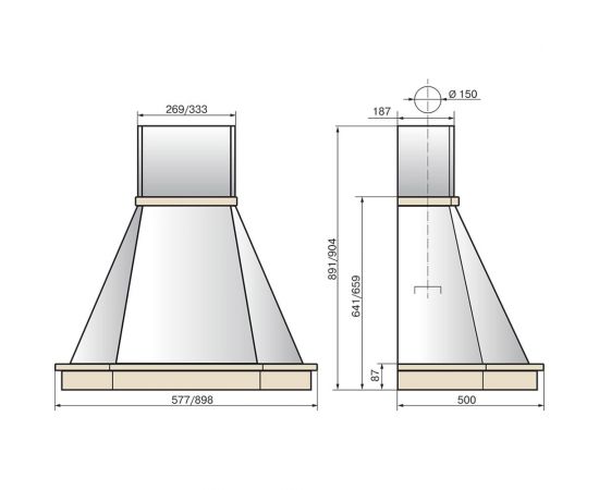 Кухонная вытяжка ELIKOR Камин Грань 60П-650-П3Л без обрамления_белый 190340 – изображение 2
