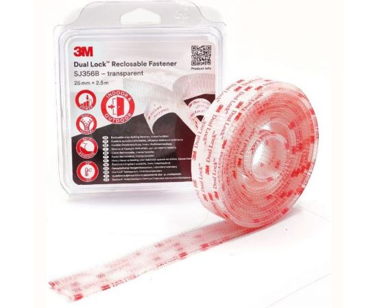 Многоразовая застёжка 3M Dual Lock SJ356B прозрачная, 25 мм х 2,5 м 7100123340 – изображение 2