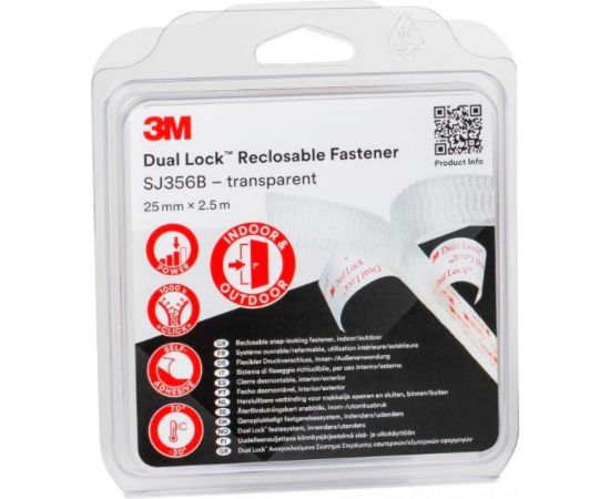 Многоразовая застёжка 3M Dual Lock SJ356B прозрачная, 25 мм х 2,5 м 7100123340 – изображение 3