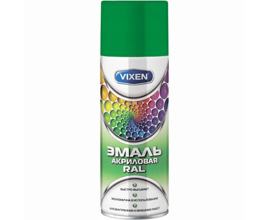 Акриловая эмаль VIXEN VX-36002 лиственно-зеленая, аэрозоль, 520 мл 54597 