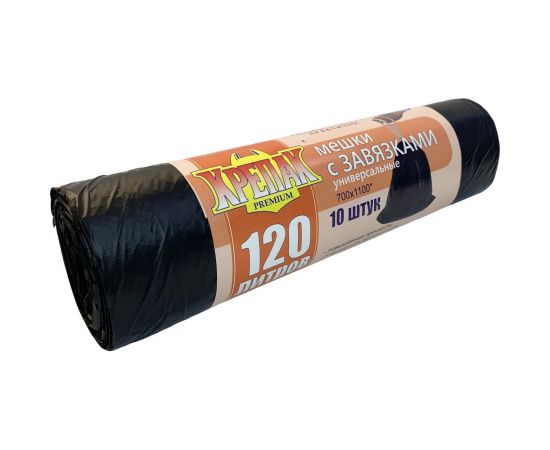 Мешки для мусора с завязками 120 л, 10 шт Крепак 10320 