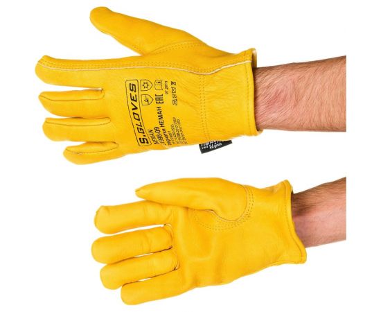 Утепленные кожаные перчатки из лицевой кожи S. GLOVES NEMAN размер 09 31998-09 