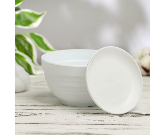 Горшок для цветов с поддоном СИМАЛЕНД Алиса 0.5 л, 13х8 см, белый 5221712 – изображение 2