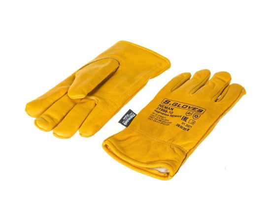 Утепленные кожаные перчатки из лицевой кожи S. GLOVES NEMAN размер 10 31998-10 – изображение 3