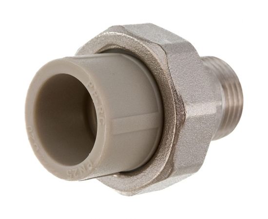 Муфта комбинированная разъемная с наружной резьбой VALFEX PP-R серая, 20 мм х1/2"" 10156015Г 127-0341 – изображение 4