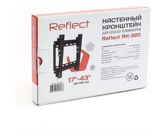 Настенный кронштейн Reflect RK-320 17-43"", наклон 0/+10, до 30 кг, черный 27454 – изображение 4