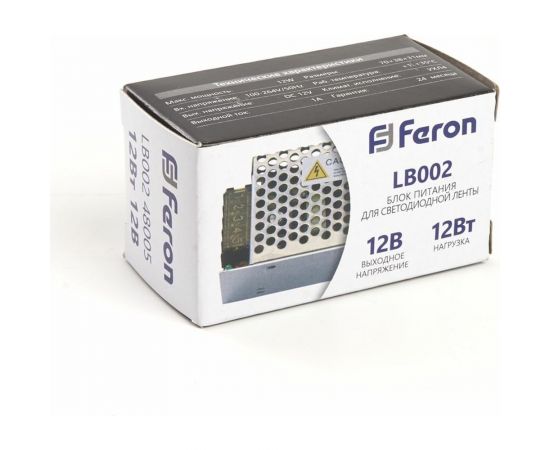 Электронный трансформатор FERON для светодиодной ленты 12W 12V (драйвер), LB002, 48005 – изображение 5