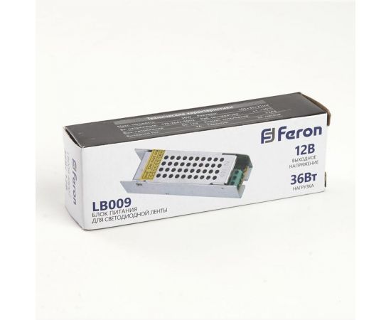 Электронный трансформатор FERON для светодиодной ленты 36W 12V (драйвер), LB009 48007 – изображение 5