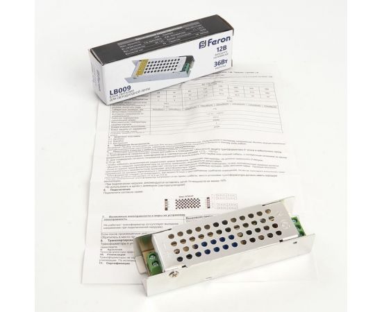 Электронный трансформатор FERON для светодиодной ленты 36W 12V (драйвер), LB009 48007 – изображение 6