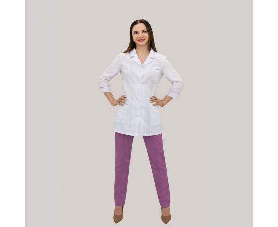 Медицинский женский костюм Tekca Line Эконом, белый/темно-розовый, р.52-54, рост 170-176 2000000202167 