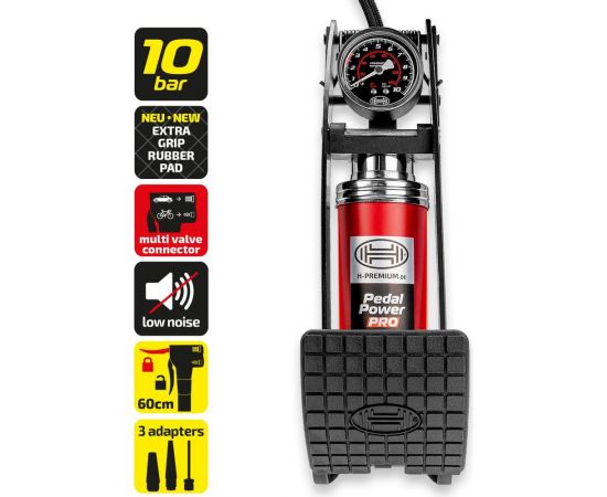 Ножной насос Heyner одноцилиндровый, с ресивером, с манометром LUX 7 бар 215000 – изображение 2